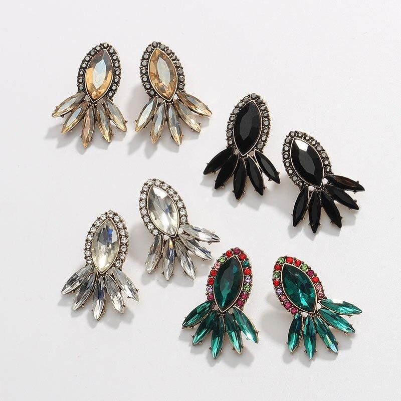 Ztech deals New Green Series Set Earrings Designer Jewelry Crystal Tassel Za Accessories Handmake Statement Bijoux Pendientes Brincos